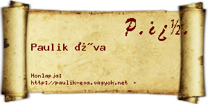 Paulik Éva névjegykártya